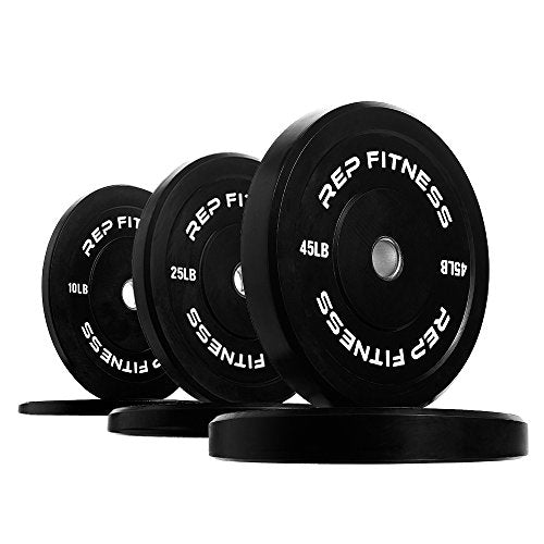 REP Fitness Rubber Bumper Plates, 5Lb to 370 lb Set Pairs, Olympic Standard Weights, Shock Absorbing Low Bounce Design, For Home Gyms, Fitness Centers, Strength Workouts, Barbell Use - style: 160 LB Set