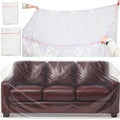 2 Pack Plastic Couch Cover Loveseat Cover with Elastic Band, Clear Furniture Cover Sofa Cover Protector for Moving and Storage, Waterproof & Dustproof Moving Bags for Couch Slipcover - size: 1pc Sofa & 1pc Loveseat