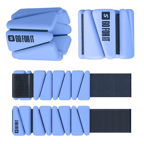 SPORTBIT Wrist and Ankle Weights for Women - Set of 2 (1lb Each) Wearable Ankle & Wrist Weights - Leg & Arm Bands, Silicone Weighted Bracelets for Workout, Walking, Running, Yoga, Pilates - color: Single Blue