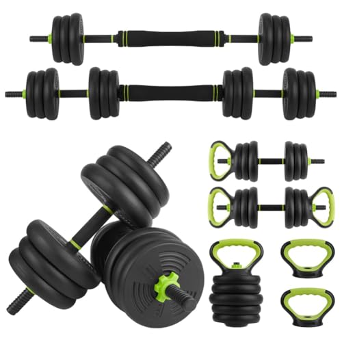 Adjustable Weight Set 66/88 Lbs, 4-in-1 Dumbbell Set and Barbell Weight Set for Home Gym, Converts to Kettlebell & Push-Up Stand, Free Weights Dumbbells Set for Men & Women Full Body Workout - size: 44 Lb-Round