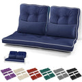 Chunful Set of 5 Outdoor Bench Cushions Set 44 x 19 Inch Tufted Waterproof Patio Furniture Seat Pad with Throw Pillows Loveseat Cushion for Square Settee Indoor Sofa Wicker Couch(Navy Blue) - color: Navy Blue