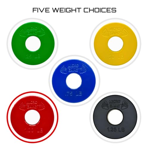 Micro Gainz Standard 1-Inch Center Hole Fractional Weight Plates Set of 2 Plates, Choose Set (.25LB-1.25LB), Designed for Standard 1-inch Barbells & Dumbbells, Made In USA - color: 1lb Red