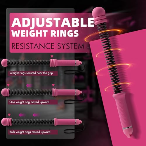 Chillchard Battle Ropes for Home Gym, Weighted Ropeless Battle Ropes | Cordless Battle Ropes with Adjustable Resistance Springs, Portable Home Workout Equipment for HIIT Cardio & Strength Training - color: Hot Pink
