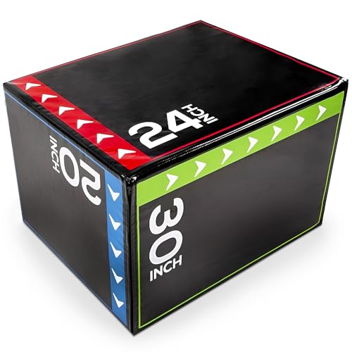 BalanceFrom 3-in-1 Foam Plyometric Jump Box for Home Gym with Multiple Height Options – Versatile Plyo with Non-Slip Surface for Strength, HIIT, Step-Ups, and Agility Training - color: Multi-Color, style: 20 x 24 x 30 inch (60lbs)