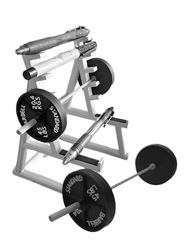 Squat Rack Pen Holder, Funny Barbell Pen Holder, Mini Modern Desktop Barbell Rack Pencil Organizer Ornament for Home Office(COLOR:gray+black)