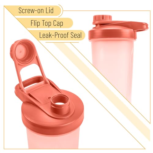 Mr. Pen- Shaker Bottles for Protein Mixes with Twist Cap, 28 oz | Coral Pink Protein Shaker Bottle with Wire Whisk Ball, Shaker Cup, Mixer Bottle - color: Coral Pink