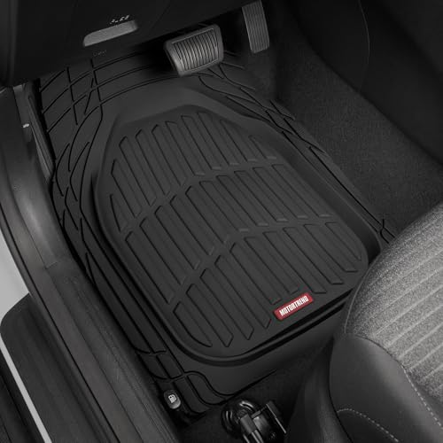 Motor Trend FlexTough Floor Mats for Cars, Black Deep Dish All-Weather Car Mats, Waterproof Trim-to Fit Automotive Floor Mats for Cars Trucks SUV, Universal Floor Liner Car Accessories - color: Black, style: Full Set