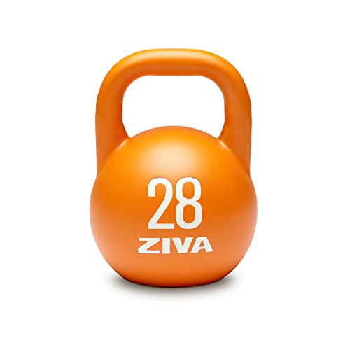 Steel Competition Kettlebells by Steve Cotter - Hard-Wearing Crack-Resistant Powder Surface Coating, 34mm Steel Handle with Non-Slip Super Textured Powder Coating Grip - Avail 6kg - 32kg - color: b) 28kg - Orange