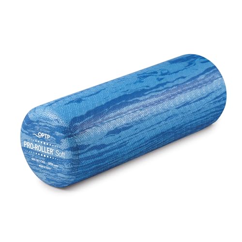 OPTP PRO-Roller Soft Density Foam Roller – Round, Short Blue, 18" x 6" | Low density soft foam roller for physical therapy, Pilates, yoga foam roll exercises, and muscle recovery, blue 18" x 6" - color: Blue 18" X 6" Short Round Roller