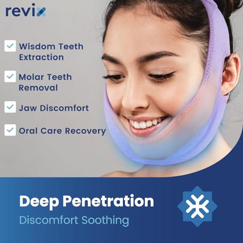 REVIX Wisdom Teeth Ice Pack Head Wrap with 3D Sewing Jaw Ice Pack for Face Oral Surgery Pain Relief for TMJ, Tooth Extraction & Teeth Removed, Extra Snug Fit with 4 Hot Cold Gel Packs, Lavender-Pack 1 - style: Lavender-Pack 1