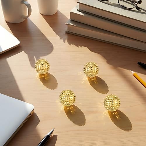 6 Pcs Magnetic Massage Ball for Adults Spiky Massage Ball for Hand Exercise, Pain Pressure and Stress Relief Gifts for Stocking Stuffers(Gold) - color: Gold