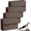 RoundFunny 4 Pack Yoga Blocks Non Slip Pilates Brick Foam Blocks Pilates Dance Gymnastics Workout Fitness Props Tool for Stretching Meditation and Exercise - color: Brown