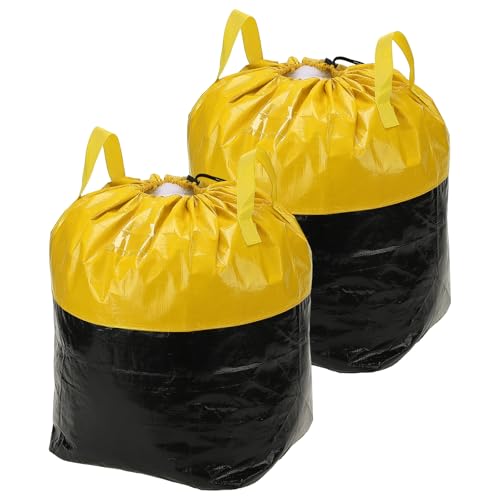 uxcell 2Pcs Extra Large Moving Bags, 15 x 12.6 x 25" Heavy Duty Woven Clothes Storage Totes Waterproof Packing Bags with Elastic Band and Handle for Home Camping Packing Quilts, Yellow - color: Yellow, size: 15 x 12.6 x 25"