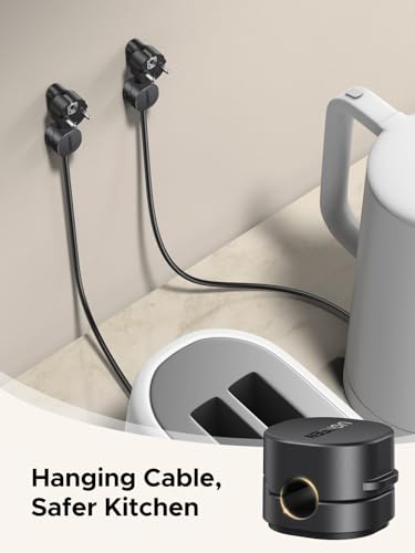 UGREEN Cable Organizer Clips, Adhesive Cable Management - 6-Pack Strong Magnetic Cord Holder for Desk to Keep Phone Charging Cables, Computer Cords, and Various Cord Organized for Nightstand, Black