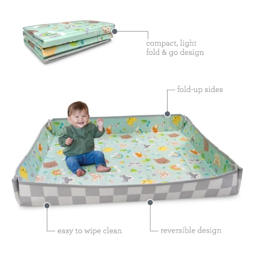 Infantino Foldable Foam Play Mat Reversible 57x57 in, Animals | Reversible design with two sides to play, Lightweight & portable, Water-resistant & wipeable, Folds flat for easy storage - style: Animal-Themed Foam Mat
