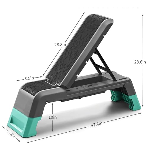 leikefitness Exercise Step Platform, Multifunctional Aerobic Deck | with Cord and Adjustable Dumbbell & Weight Bench, Fitness Equipment for Workout Home Gym - color: Black