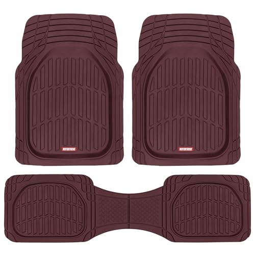 Motor Trend FlexTough Floor Mats for Cars, Burgundy Deep Dish All-Weather Car Mats, Waterproof Trim-To Fit Automotive Cars Trucks SUV, Universal Liner Accessories - color: Burgundy, style: Full Set