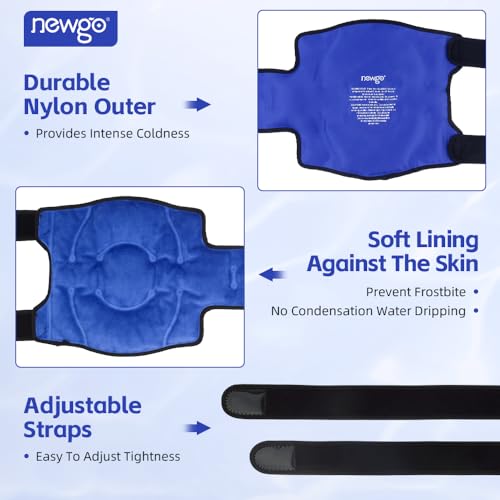 NEWGO Ice Pack for Knees Injuries Reusable, 360° Full Wrap, 2 Pack, Blue | Y-shaped Strap Stays Put, Reusable for Knee Replacement, ACL, Arthritis, Swelling, and Sports Injuries, 21.7" x 9.8" - color: Regular Blue 2-pack