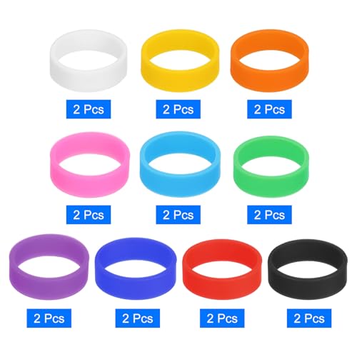uxcell 20Pcs Silicone Rubber Bands, 20x7mm Rubber Bands Rings Cable Ties Strong Elastic Bands for Cord Wrapping Bag Wraps, Red/Orange/Yellow/Green/Dark Blue/Blue/Purple/Black/White/Pink