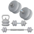 Adjustable Dumbbell Set 13LB/18LB/22LB/35LB, 4-in-1 Soft Shell Weight Set with Connector, Converts to Barbell & Kettlebell, Strength Training Equipment for Home Gym, Ideal for Women & Beginners - color: Grey-35 LB