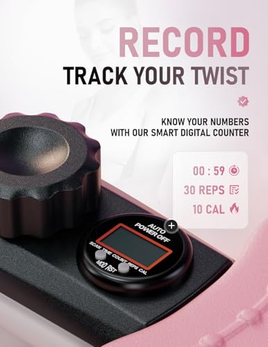 Waist Twister Machine Exercise, Ab Twist Board with Smart LED Digital Counter, Supports 300 lbs, Noiseless, Anti-Slip, Compact Portable for Home Gym Workout Equipment - color: Pink