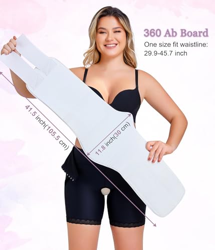 YERKOAD 360 Lipo Foam Ab Board Post Surgery Liposuction Abdominal Compression Boards Belly Wrap Lipo Recovery Waist Cincher - color: White