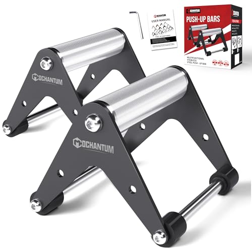 Stainless Steel Push Up Bars, 660 lb Capacity, Black | Reinforced A-frame, raised handles, wide non-slip feet, 660 lb capacity, and ready-to-use set for bodyweight training. - color: Black