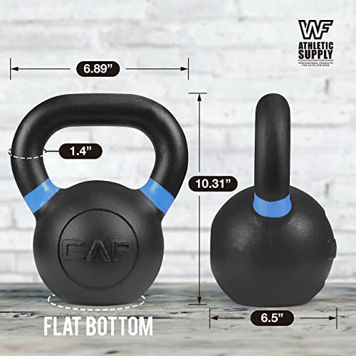 WF Athletic Supply Powder Coated Kettlebells, Black Matte Kettlebell Weights for Strength Training, Conditioning and Functional Fitness, LB and KG Markings - color: c. 26 LB