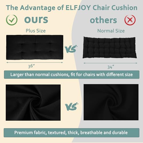 ELFJOY Non Slip Tufted Bench Cushion for Indoor Furniture 34"x16" Black | 3.5" Thick, Soft and Breathable Fabric, Skin-Friendly, for Dining Entryway Window Storage Bench, Comfort for Long Sitting - color: Black