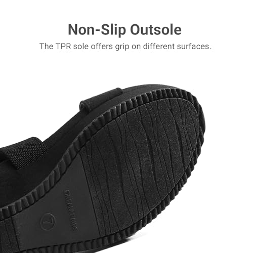 DREAM PAIRS Womens Elastic Ankle Strap Open Toe Platform Wedge Sandals Comfortable Summer Shoes - color: Black, size: 6.5