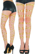 ToBeInStyle Women's Leg Wraps Ravewear Dancewear Elastic Straps Party Garter Music Festivals Costume Accessory Thigh High - color: Classic Gold (Longer), size: One Size