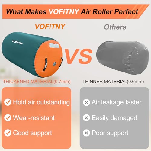 VOFiTNY Gymnastics Tumbling Equipment Air Barrel Inflatable Octagon Tumbler Roller Back-bend Trainer Cheerleading Without Pump - color: Green/Orange NoPump, size: 3.3'L x 2.3'D