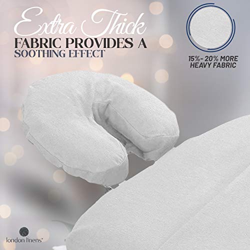 London Linens Pack of 4, Premium Extra Thick 100% Cotton Flannel Massage Tables Face Cradle Covers Cozies Fitted - Includes 4 pcs (White) - color: White, size: 4