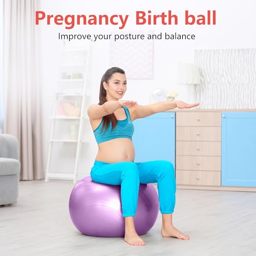 Primasole Exercise Ball for Balance Stability Fitness Workout Yoga Pilates at Home Office & Gym Birthing Ball for Pregnancy, Office Ball Chair - color: Nail Pink, size: 75 cm
