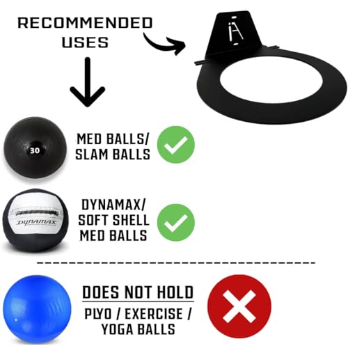 IRON AMERICAN USA Dynamax Medicine Ball Wall Mount Storage Rack, 8.5 Inches Inside Diameter, 30-lb Capacity, for Gym Exercise Sports Balls, Wall Balls and Slam Balls, Hardware Included - style: Dynamax Ball Holder (6-PACK)