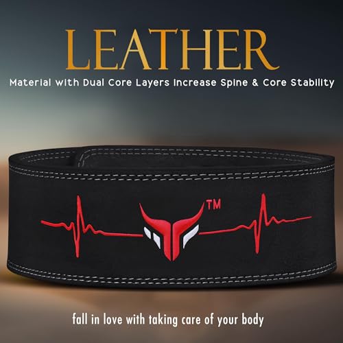 Mytra Fusion Gym Belt with Lever Buckle Weight Lifting Belt for Men and Women 4" wide Genuine Leather Powerlifting Belt for Gym, Training, Weightlifting, Bodybuilding Fitness and Workout - size: L