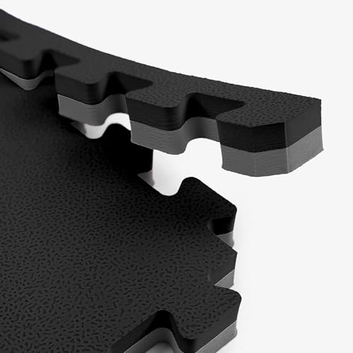 FlooringInc's 1" Thick Foam Tiles, 3'x3' or 2'x2' Reversable Interlocking Tiles, Ideal Yoga Mat, Gymnastics Mat, Workout Mat for MMA and Jiu Jitsu Training - color: Black/Gray, size: 15 - 3'x3' Tiles (135 Sq Ft)