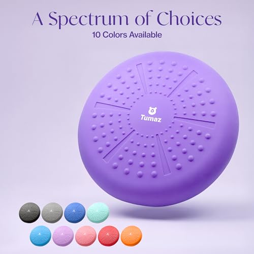 Tumaz Wobble Cushion - Wiggle Seat to Improve Sitting Posture & Stay Focused for Sensory Kids, Balance Disc to Core Strength & Flexible Seating [Extra Thick Balance Board, Pump Included Wobble Board] | Extra Thick | Supports Active Sitting | For Sensory K