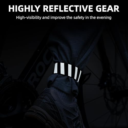 ROCKBROS Bicycle Ankle Leg Strap Safety Cycling Trousers Strap Bike Reflective Wrist Ankle Bind Bands Pant Leg Bands for Cycling Jogging Running Gear - color: Black