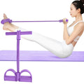 Multi-Function Tension Rope – 4 Tube Resistance Bands with Handles – Sit Up Exercise Equipment Home Gym Tummy Trainer for Men Women - color: purple