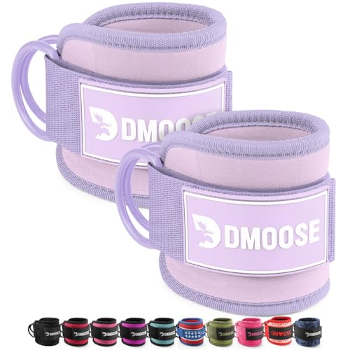 DMoose Ankle Strap for Cable Machine - One Size Fit with Premium Padding, Workout Kickback Ankle Cuffs, Ankle Bands for Working Out, Booty Workouts, Leg Extension, Hip Abductors & Lower Body Exercises - color: Lilac Purple - Pair