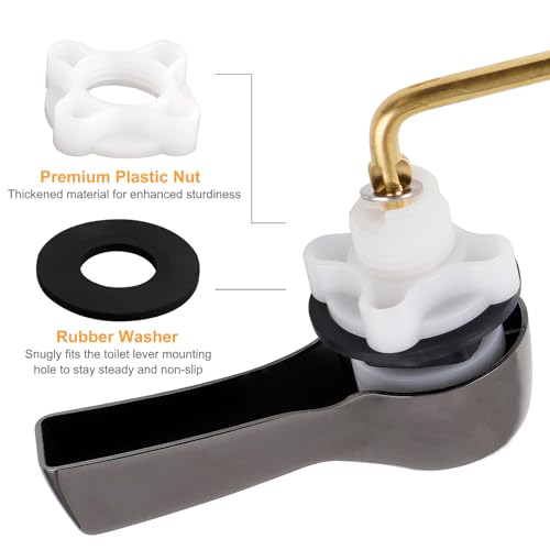 Hibbent Universal Metal Front Mount Toilet Handle Replacement Kit | Gunmetal Gray Solid Brass Toilet Flush Tank Lever, Stainless Steel Flapper Chains for Most Toilet Tanks - color: Gunmetal Gray, style: Upgraded Front Mount
