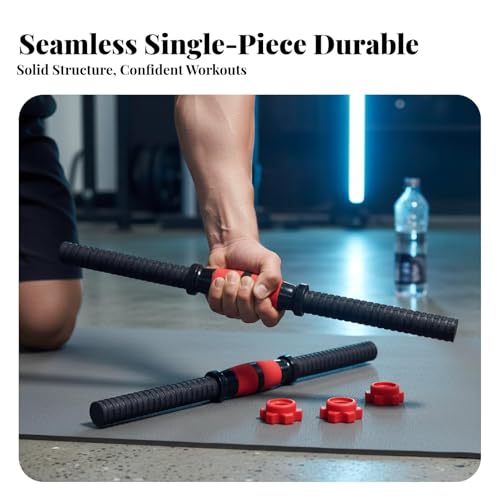 DYNWAVE 2X Dumbbell Handle Dumbellsweights Set Sturdy with 4 Collars Barbell Bar for Workout Strength Training Fitness Gym Attachment - color: 55cm