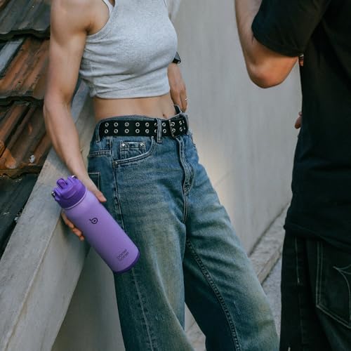 BOTTLE BOTTLE 24oz Insulated Water Bottle Stainless Steel Sport Water Bottle with Straw and Adjustable Lid Daily Pill Organizer - color: purple
