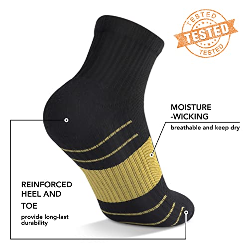 5 Pairs Copper Compression Socks for Women & Men - Ankle Plantar Fasciitis Arch Support Running Socks for Athletic - color: 01 Beige Black, size: Small-Medium