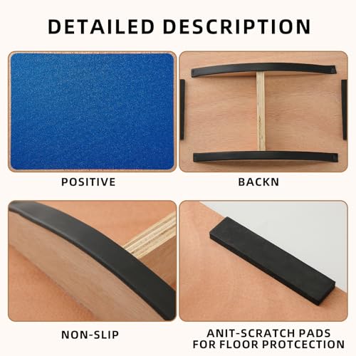 Juoe Balance Board Wobble Board for Adults and Kids - Anti-Slip 350LBS Balance Board for Physical Therapy,Balance Training,Posture Correction,Standing Desk Core Strength Wooden Balance Rocker Board - color: Blue