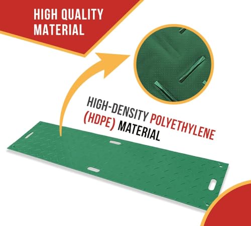 Mytee Products 2' x 8' Green Ground Protection Mats with Double Sided Diamond Plated Tread Design - High Density Polyethylene Mat, Easily Supports 50 Ton Loads on Lawns, Dirt, and Any Other Areas - color: Black, size: 1 - Pack
