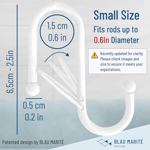 10-Pack Metal S Hooks for Hanging – Heavy-Duty S-Shaped Hooks with Safety Buckle – Fits Bars up to 0.6 in – Anti-Drop Hooks for Kitchen, Pot Racks & Towel Bars – White (Small) - color: White, size: Small - 0.6In Diameter