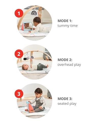 Skip Hop Baby Play Gym Montessori-Inspired 3-in-1 Sensory Tummy Time Activity Mat with 25+ Developmental Activities 4 Toys and 5 Parent Guide Cards with Stage-Based Activities Discoverosity Age 0-2y - color: Discoverosity Gym