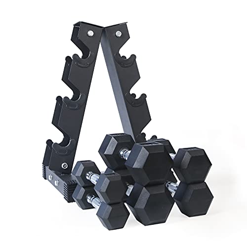 RitFit Rubber Coated Hex Dumbbell Set with Rack, 5-780LB for Home Gym Strength Training, Anti-Slip Knurled Handle, Hexagon Anti-Roll, Heavy-Duty Storage Rack - style: 60 LB Set (5-15LB)